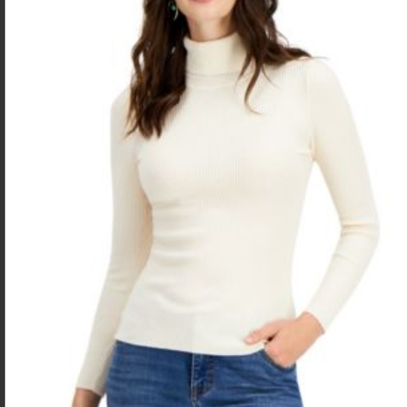 STYLE & CO PETITE CREAM RIBBED TURTLENECK SWEATER PXL - Picture 4 of 8